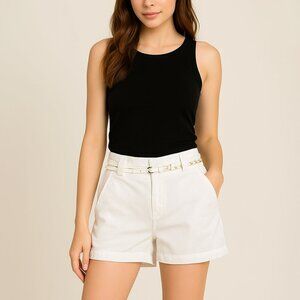 Coastal ONE5ONE Basic White Shorts Belted Casual Summer Size 4 Clean Girl